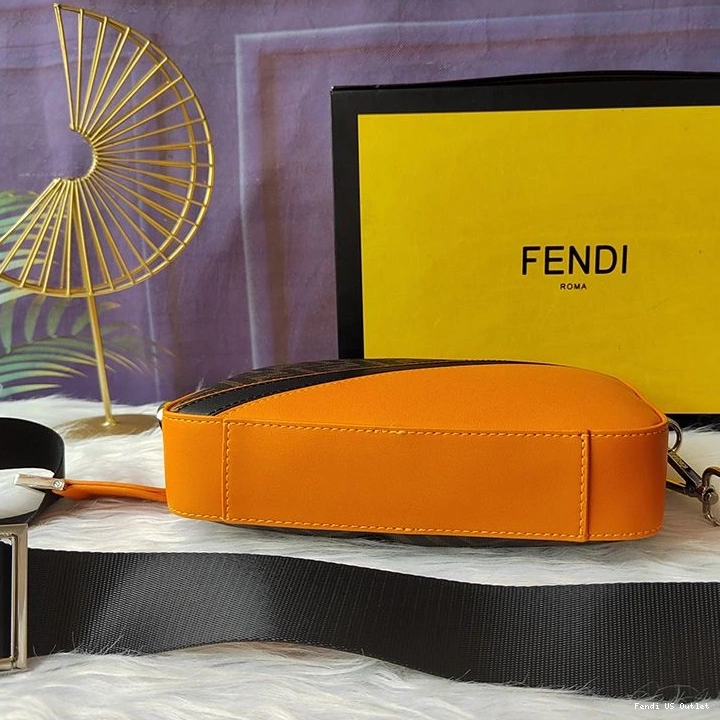 Cheap HOT FF Brown Compact In Motif Camera Case Fendi Orange Fabric 0711